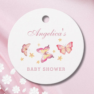 Etiquetas Para Lembrancinhas Chá Feminina de Borboleta Rosa Dusty
