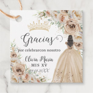 Etiquetas Para Lembrancinhas Champagne Beige Floral Princesa Quinceañera