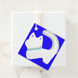 Etiquetas Para Lembrancinhas Chanucá bonito com um gato branco e menorah