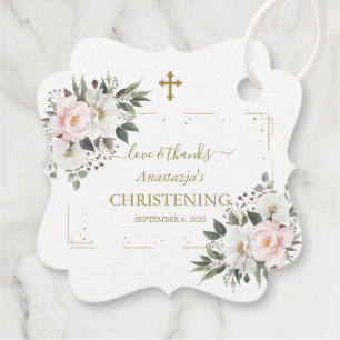 Etiquetas Para Lembrancinhas Charm White Pink Floral Dourado Confetti Christeni
