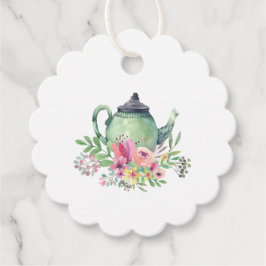 Etiquetas Para Lembrancinhas Chávena de Chá e Flores em Aquarela Festa de Chá