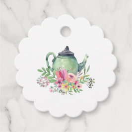 Etiquetas Para Lembrancinhas Chávena de Chá em Aquarela e Flores Festa de Chá
