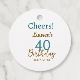 Etiquetas Para Lembrancinhas Cheers 40th birthday name date brown turquoise sim
