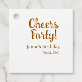Etiquetas Para Lembrancinhas Cheers forty orange brown calligraphy birthday nam
