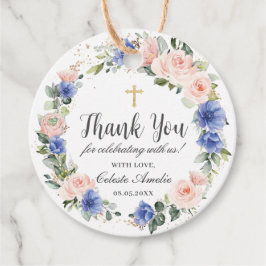 Etiquetas Para Lembrancinhas Chic Blue Blush Floral Baptism Christening Favor