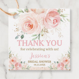 Etiquetas Para Lembrancinhas Chic Blush Rosa Floral Bebê Chá de Bebê Aniversári