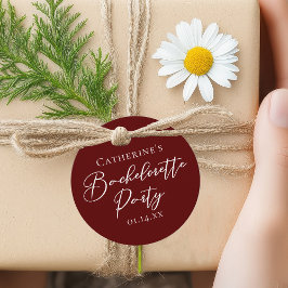 Etiquetas Para Lembrancinhas Chic Burgundy Bachelorette Party Personalized