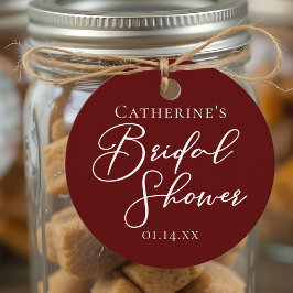 Etiquetas Para Lembrancinhas Chic Burgundy Chá de Noiva Festa Personalizada