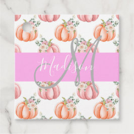 Etiquetas Para Lembrancinhas Chic Floral White Pink Pêssego Pumpkin Monograma N