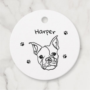 Etiquetas Para Lembrancinhas Chic French Bulldog Line Art: Edite seu texto