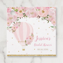 Etiquetas Para Lembrancinhas Chic Rosa Floral Balão de Ar Quente Obrigado F
