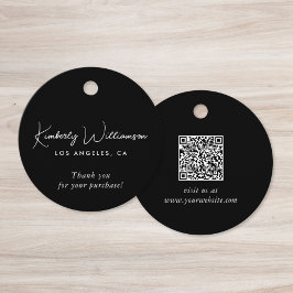 Etiquetas Para Lembrancinhas Chic Script Business QR Code Thank You Gift Tag