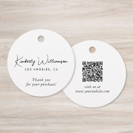 Etiquetas Para Lembrancinhas Chic Script Business QR Code Thank You Gift Tag