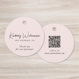 Etiquetas Para Lembrancinhas Chic Script Business QR Code Thank You Gift Tag