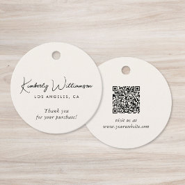 Etiquetas Para Lembrancinhas Chic Script Business QR Code Thank You Gift Tag