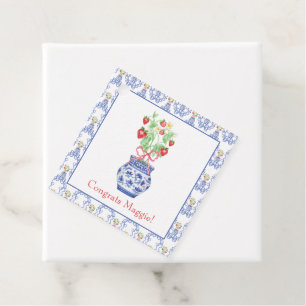 Etiquetas Para Lembrancinhas Chinoiserie Vase de Morangos Vermelhos