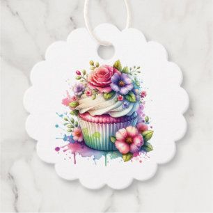 Etiquetas Para Lembrancinhas Chique Floral Birthday Cupcake Para e De
