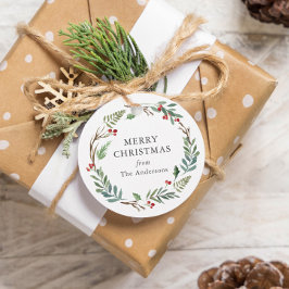 Etiquetas Para Lembrancinhas Christmas Winter Berries Wreath Custom Family Name