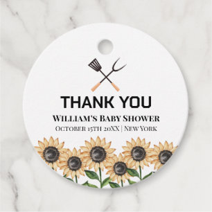 Etiquetas Para Lembrancinhas Churrasco Russo Moderno Chá de fraldas de Girassol