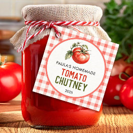 Etiquetas Para Lembrancinhas Chutney de Tomate Caseiro com padrão xadrez