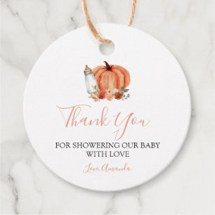 Etiquetas Para Lembrancinhas Chuva de Amor de Abóbora Laranja no Baby Shower de