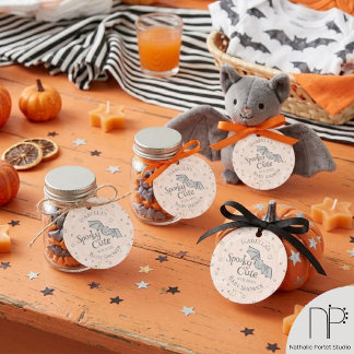 Etiquetas Para Lembrancinhas Chuva de Bebê Cute Orange Spooky Cute de Outubro