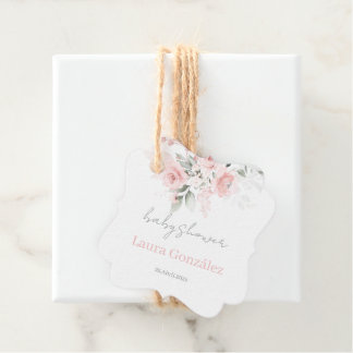 Etiquetas Para Lembrancinhas Chuva de Bebê Menina Floral Rosa em Espanhol