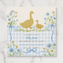 Chuva de Bebê Menino Silly Goose Floral Arco Azul