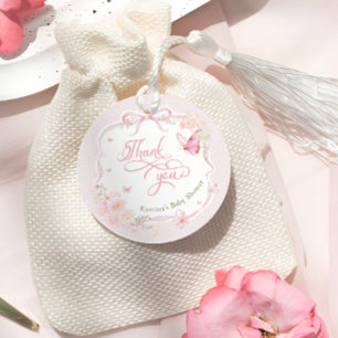 Etiquetas Para Lembrancinhas Chuva de Bênçãos Rosa Floral Baby Shower Obrigado