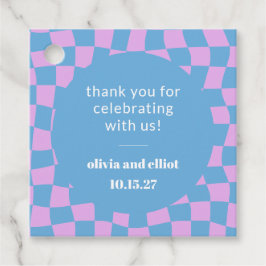 Etiquetas Para Lembrancinhas Chuva de Casais Personalizada com Xadrez Roxo Retr