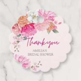 Etiquetas Para Lembrancinhas Chuva de chá cor de rosa aguarela Floral Noiva Bem