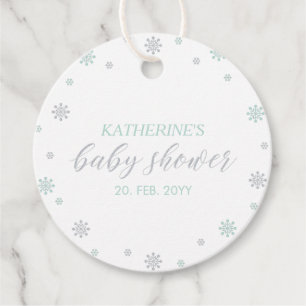 Etiquetas Para Lembrancinhas Chuva de Inverno em Verde e Prata Baby Shower