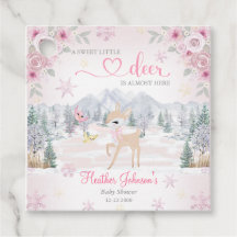 Chuva de Neve Rosa de Veado de Inverno Baby Shower