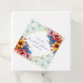 Etiquetas Para Lembrancinhas Chuva de Noiva Azulejos Azuis Mediterrâneo Moderno