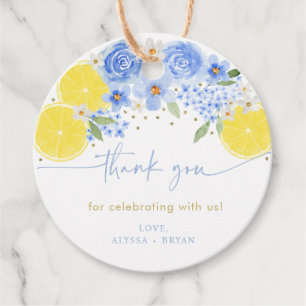 Etiquetas Para Lembrancinhas Chuva de Noiva Blue Floral Lemon Main Squeeze