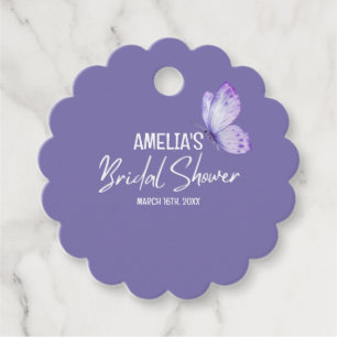 Etiquetas Para Lembrancinhas Chuva de noiva em aquarela floral borboleta roxa