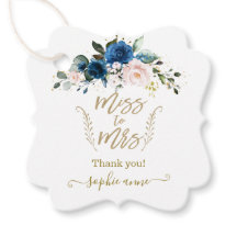Chuva de Noiva Floral Azul Caligrafia Dourada Eleg
