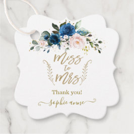 Etiquetas Para Lembrancinhas Chuva de Noiva Floral Azul Caligrafia Dourada Eleg