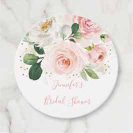 Etiquetas Para Lembrancinhas Chuva de Noiva Floral Rosa Bege Pó Dourado