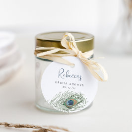 Etiquetas Para Lembrancinhas Chuva de Noiva Pena de Pavão em Aquarela