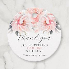 Etiquetas Para Lembrancinhas Chuva de Noiva Simples Floral Peônias Rosa Claro