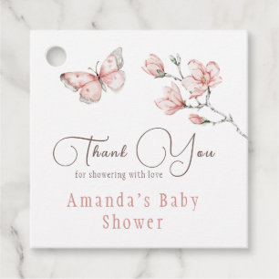 Etiquetas Para Lembrancinhas Chuva de Pétalas Rosa Flor de Borboleta Baby Showe
