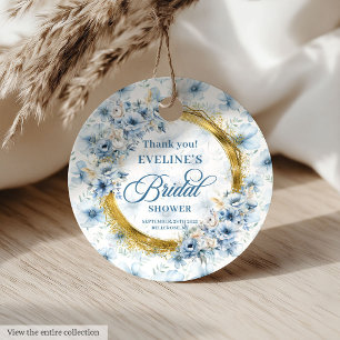 Etiquetas Para Lembrancinhas Chuva Floral Boêmia Pastel Azul Dourado Brilho