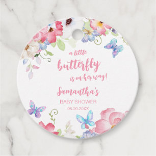 Etiquetas Para Lembrancinhas Chuva Floral Pequena Borboleta Baby Shower Redonda