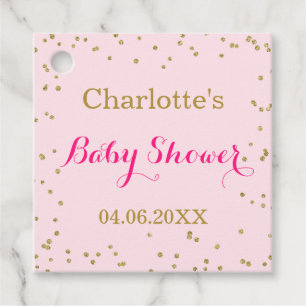 Etiquetas Para Lembrancinhas Chuveiro de Bebê Rosa Bege Dourado Glitter Confete