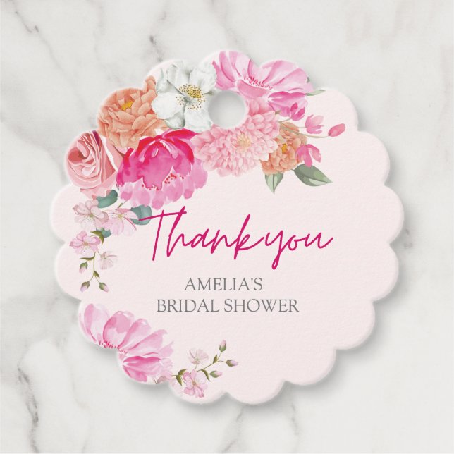 Etiquetas Para Lembrancinhas Chuveiro de noiva bem-vindo floral em rosa água-fo (Frente)