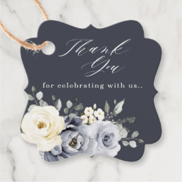 Etiquetas Para Lembrancinhas Cinza de prata Ivory Floral Winter Rustic Weding F