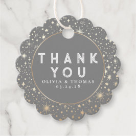 Etiquetas Para Lembrancinhas Cinza Mística Celestial da Estrela Noturna Obrigad