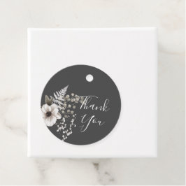 Etiquetas Para Lembrancinhas Cinzas Escuras e Casamento Floral Branco