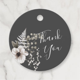 Etiquetas Para Lembrancinhas Cinzas Escuras e Casamento Floral Branco